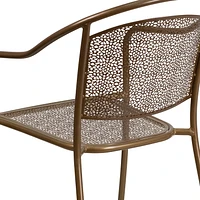 Gold Indoor-Outdoor Steel Patio Arm Chair with Round Back