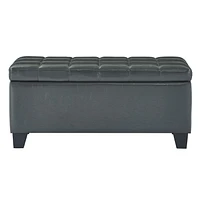 Faux Leather Storage Ottoman- Grey