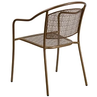 Gold Indoor-Outdoor Steel Patio Arm Chair with Round Back