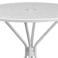 35.25'' Round White Indoor-Outdoor Steel Patio Table