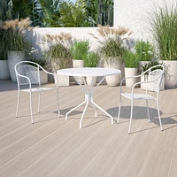 35.25'' Round White Indoor-Outdoor Steel Patio Table