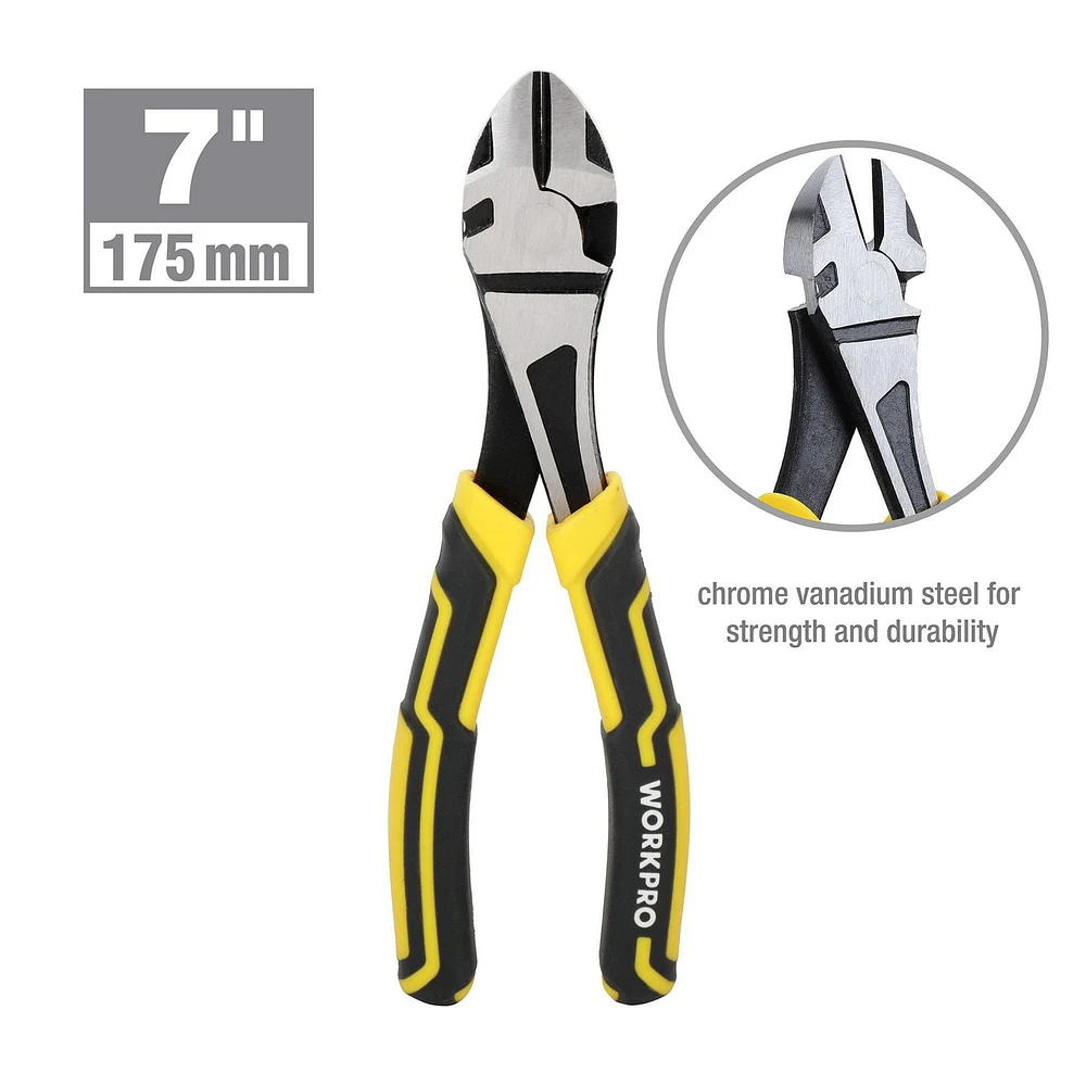 WorkPro 7" Diagonal Cutting Pliers, 7" / 175mm, CR-V steel