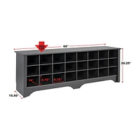 Prepac 60 in W x 20.25 in H x 15.5 in D Shoe Cubby Bench, Multiple Finishes