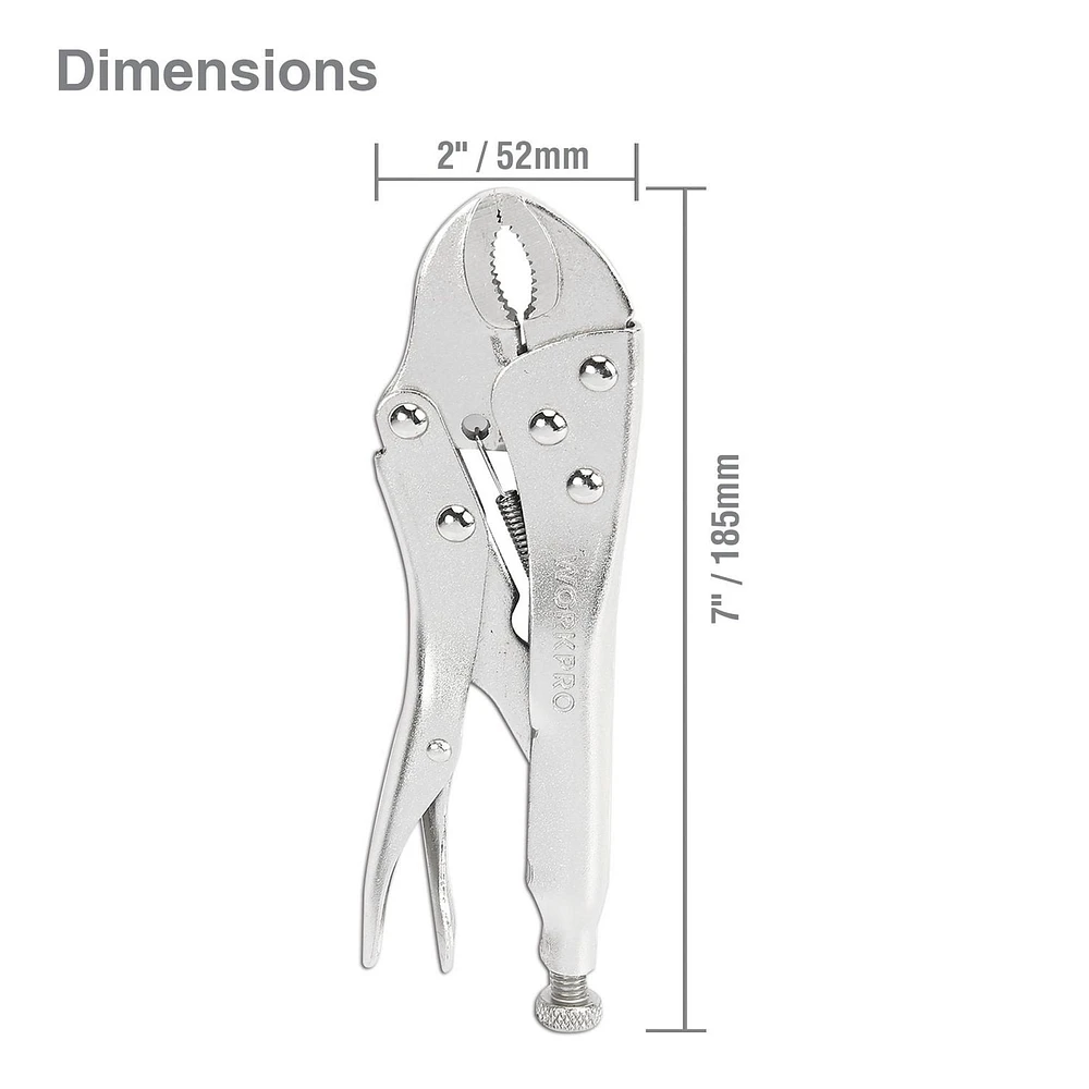 WorkPro 7" Curved Jaw Locking Pliers, Quick release