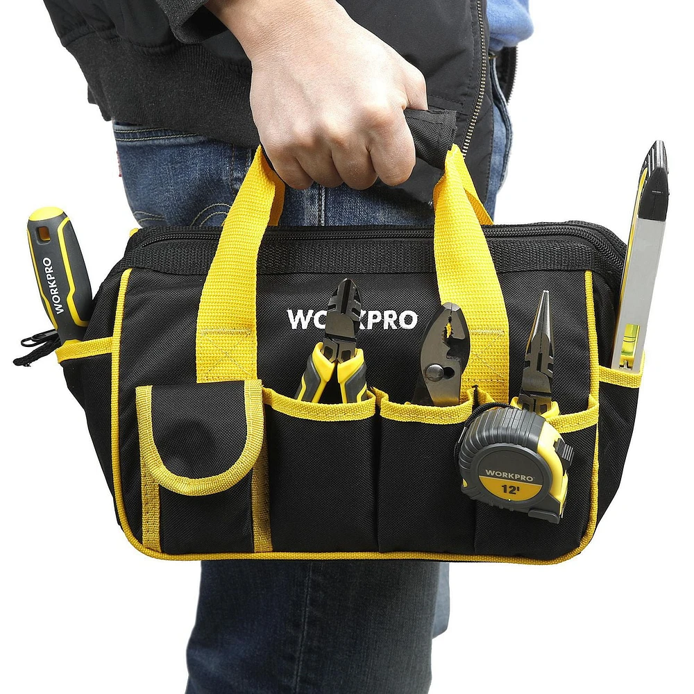 WorkPro Household Tool Set - 32 Piece, 12 pocket zip-up tool bag