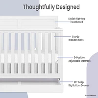 Fisher Price Jenny 5 in 1 Convertible Crib with Under Drawer, 3-position height