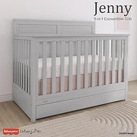 Fisher Price Jenny 5 in 1 Convertible Crib with Under Drawer, 3-position height