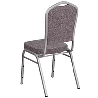 HERCULES Series Crown Back Stacking Banquet Chair in Burgundy Fabric - Gold Frame