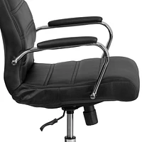 High Back Black Leather Executive Swivel Chair with Chrome Base and Arms