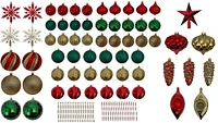 Holiday Time 100 Ct Red Green And Gold Ornament Assortment, Holiday Time 100 Count Assortment