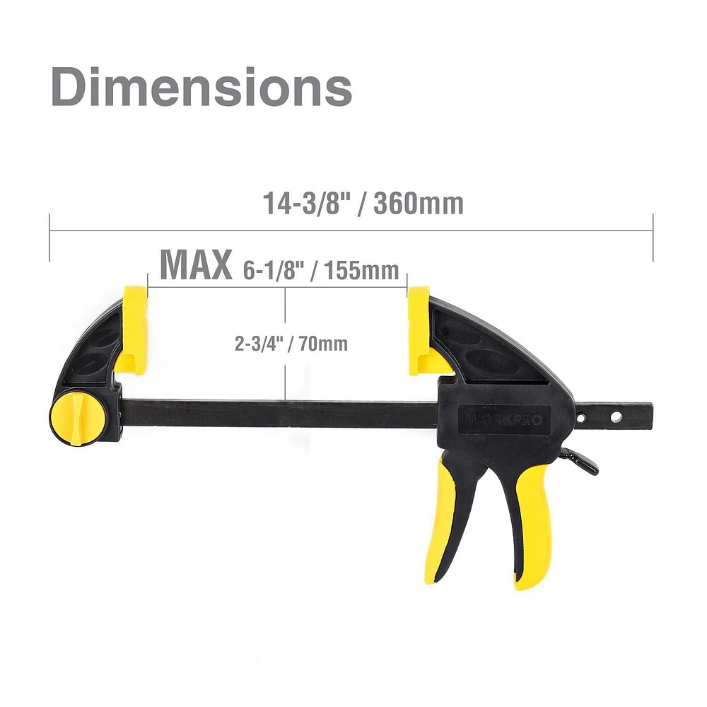 WorkPro 6-Inch Ratcheting Bar Clamp and Spreader, 6" / 152mm