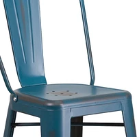 30'' High Distressed Copper Metal Indoor-Outdoor Barstool with Back