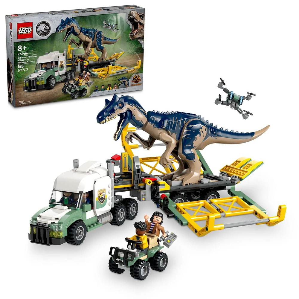 LEGO Jurassic World Dinosaur Missions: Allosaurus Transport Truck Toy, Fun Gift Idea for Kids with Kenji, Darius and Yaz Minifigures, Jurassic World Dinosaur Toy for Boys and Girls Ages 8 and Up 76966