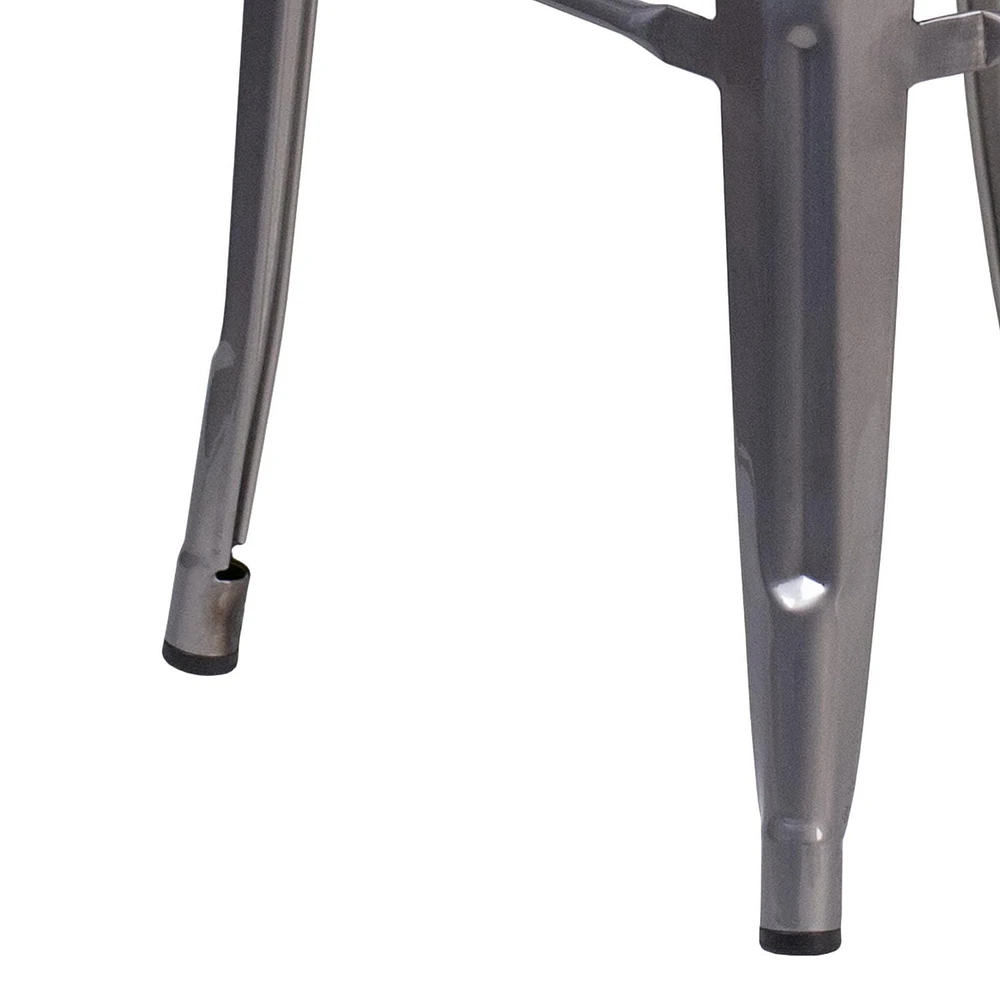 30'' High Backless Clear Coated Metal Indoor Barstool with Square Seat