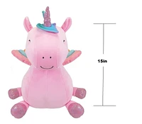 Kid Connection 15''H plush flying pink unicorn, Soft, smooth, and snuggly