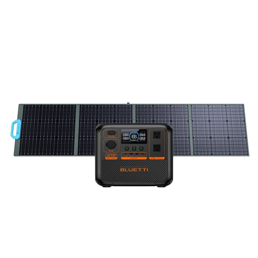 Bluetti Premium Series AC70P Portable Power Station et panneau solaire PV200