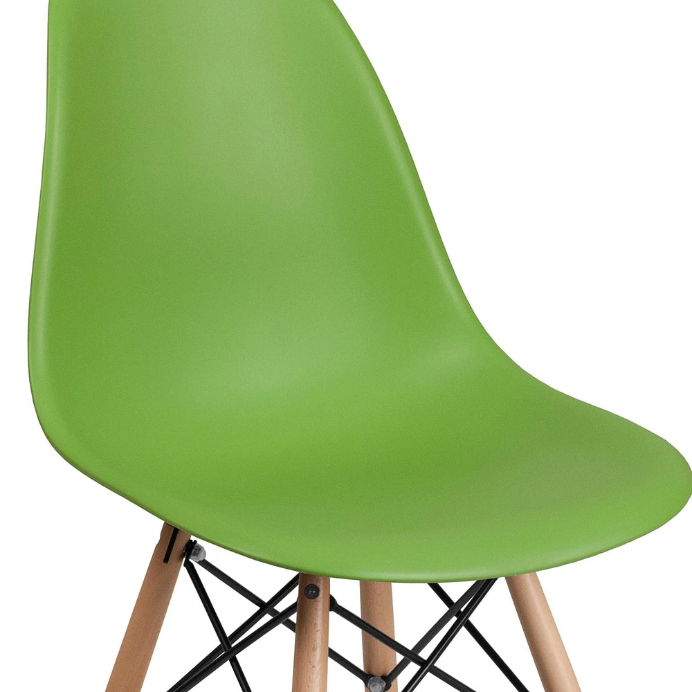 Elon Series Black Plastic Chair with Wooden Legs