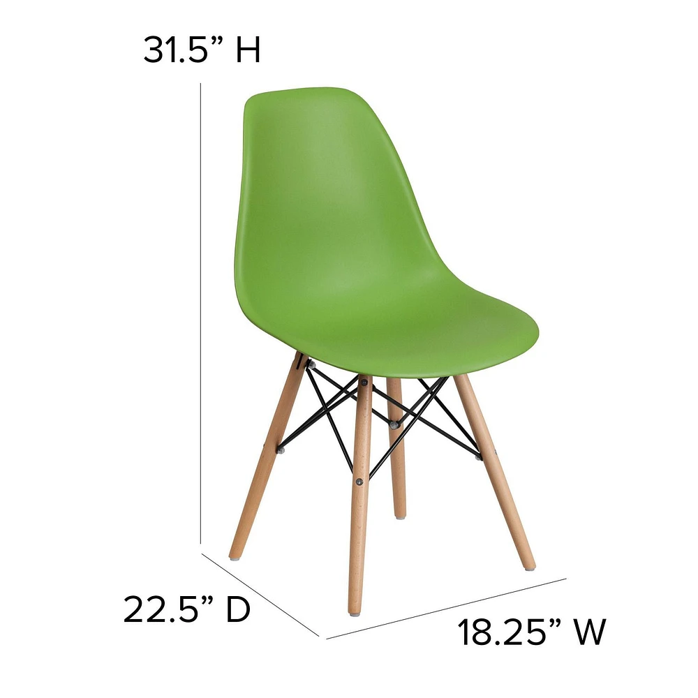 Elon Series Black Plastic Chair with Wooden Legs