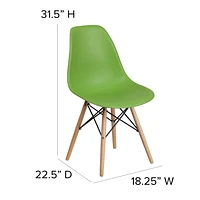 Elon Series Black Plastic Chair with Wooden Legs