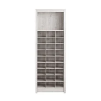 Prepac Rustic Ridge Washed White Shoe Cabinet 13"D x 26"W x 72.5"H