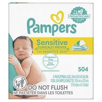 Pampers Baby Wipes Sensitive Perfume Free 6X Pop-Top Packs, 504CT