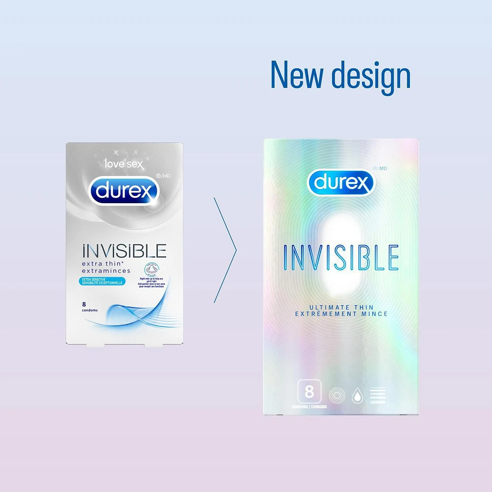 Durex® Invisible Ultimate Thin Condoms, 8 condoms