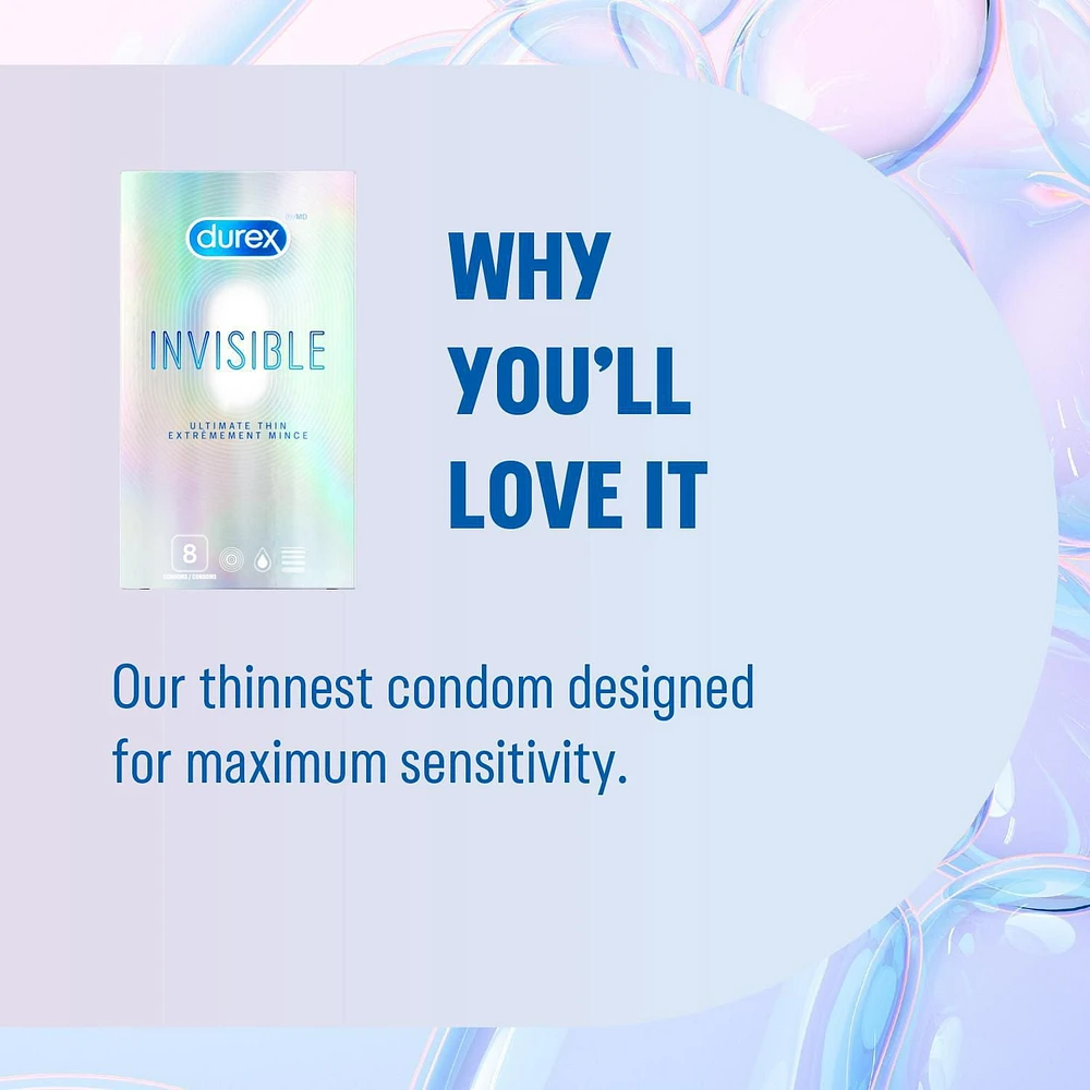 Durex® Invisible Ultimate Thin Condoms, 8 condoms