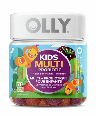 Supplément Gélifié OLLY Multi + Probiotique pour Enfants Délicieux Punch aux Petits Fruits