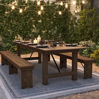 HERCULES Series 9' x 40" Rectangular Antique Rustic Solid Pine Folding Farm Table