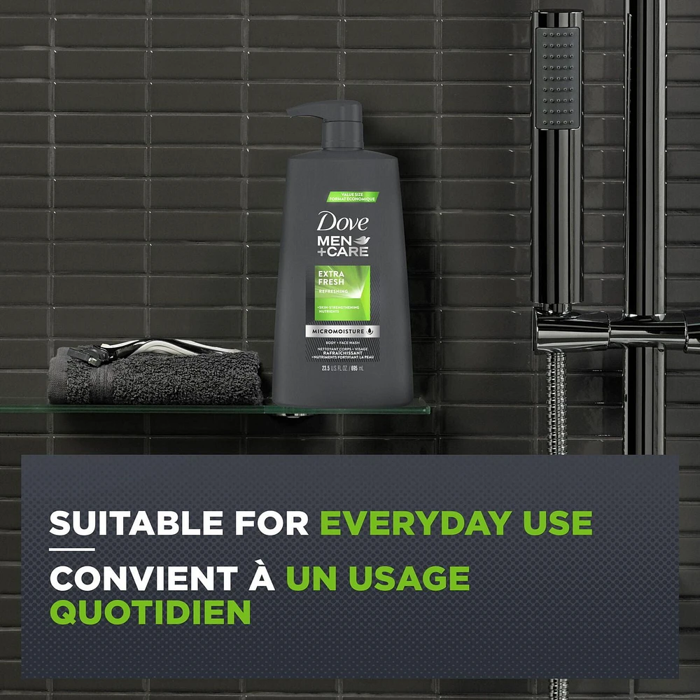 Dove Men+Care Extra Fresh with 24-Hour Nourishing Micromoisture Technology Body and Face Wash, 695 ml Body & Face Wash