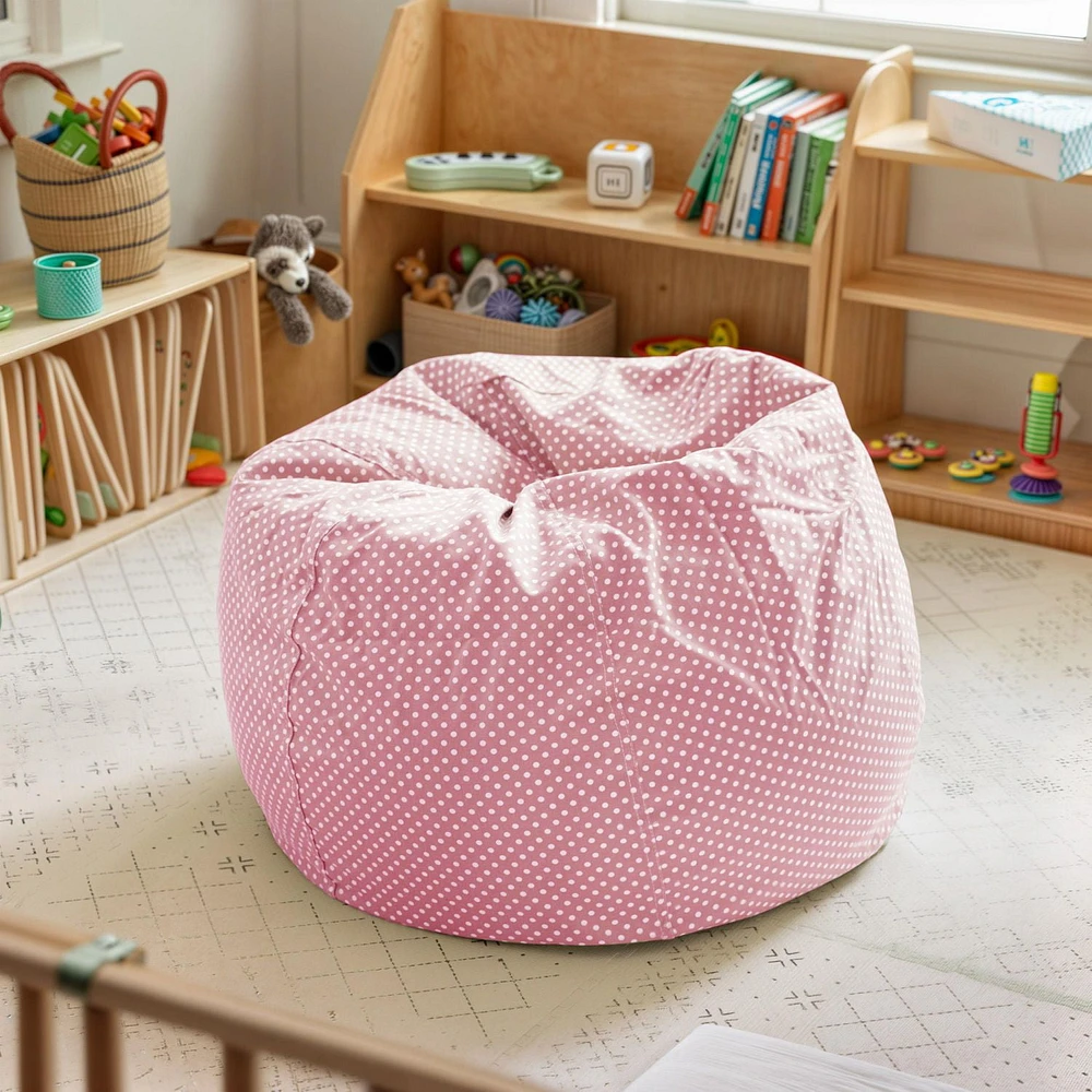 Small Light Pink Dot Kids Bean Bag Chair