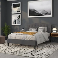 Cambridge Tufted Upholstered Queen Size Headboard in Dark Gray Fabric