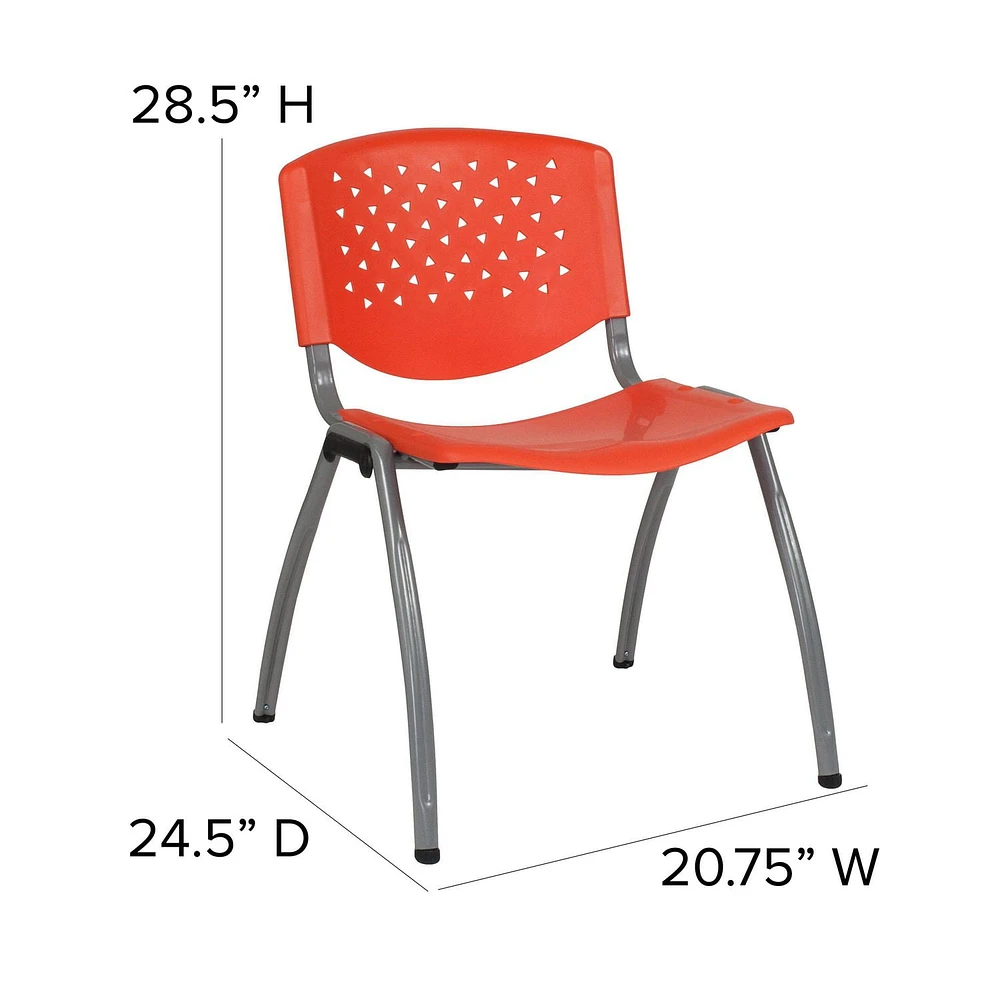 HERCULES Series 880 lb. Capacity Green Plastic Stack Chair with Titanium Frame