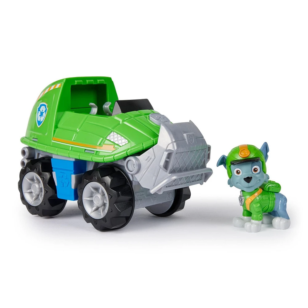 PAW Patrol Jungle Pups, Rocky's Turtle Vehicle, Camion avec figurine à collectionner, jouets pour les garçons et les filles à partir de 3 ans