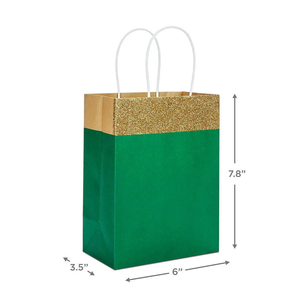 Hallmark 5-Pack 7" Small Green Gift Bags