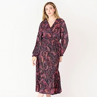 DV L/S wrap V-neck maxi dress, L/S wrap V-neck maxi dress