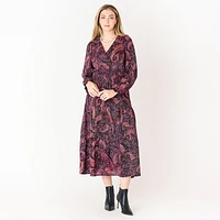 DV L/S wrap V-neck maxi dress, L/S wrap V-neck maxi dress