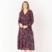 DV L/S wrap V-neck maxi dress, L/S wrap V-neck maxi dress