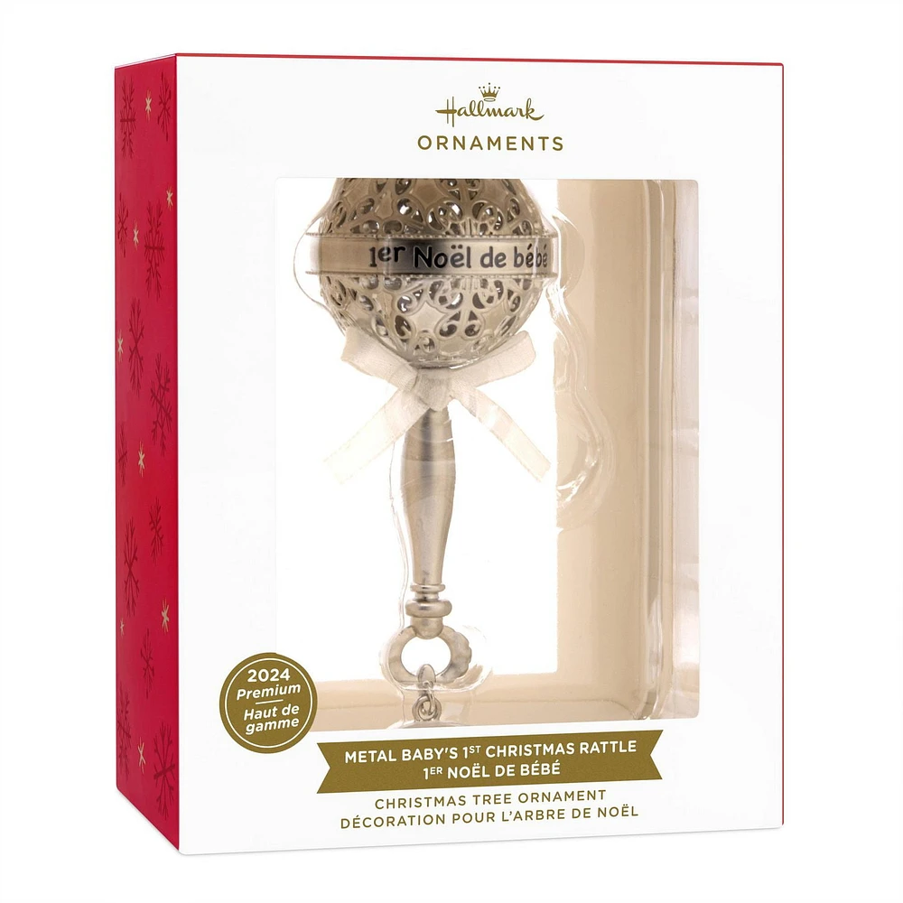 Hallmark Christmas Ornament (1er Noël de Bébé Silver Baby Rattle 2024 Metal)