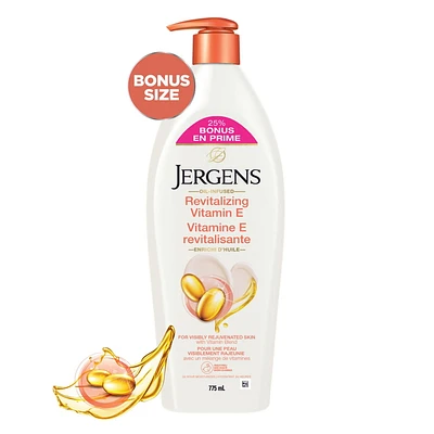 BONUS size Jergens Revitalizing Vitamin E Moisturizer & Body Lotion for Dry Skin