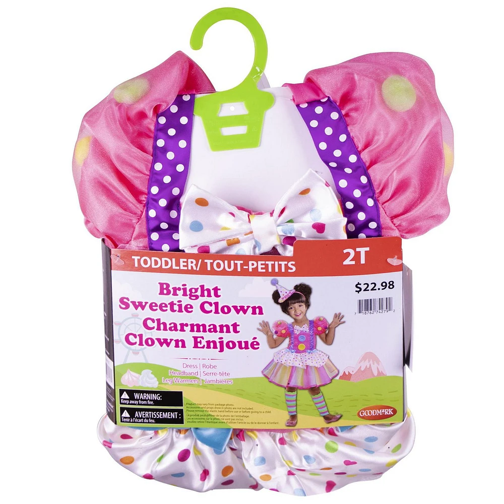 Goodmark Bright Sweetie Clown Halloween Costume, Toddler 2T