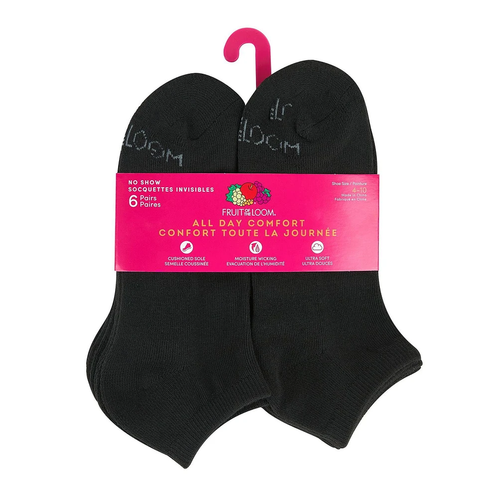 Fruit of the Loom All Day Comfort No Show Chaussettes (paquet de 6) Les chaussettes invisibles All Day Comfort pour femmes de Fruit of the Loom.