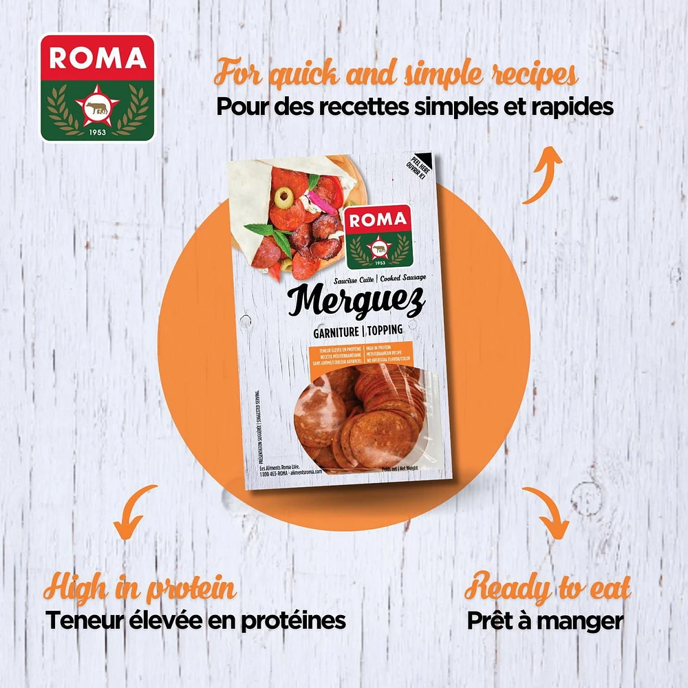 Roma Cooked Sliced Merguez Sausage, 175 gr