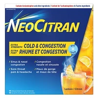 NeoCitran Extra Strength Cold & Congestion Non-Drowsy Lemon, 10 pouches (powder)