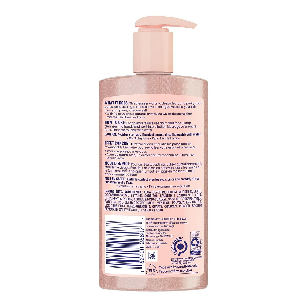 Nettoyant purifiant quotidien Quartz rose + charbon de Bioré, 200mL 200 mL