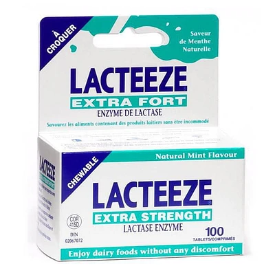 Lacteeze Extra Strength, Lactase Enzyme 100 count