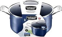 Granitestone Blue 5 Quart Stock Pot with Ultra Nonstick & Durable Mineral Derived & Diamond Reinforced Surface, Stay Cool Handles & Tempered Glass Lid