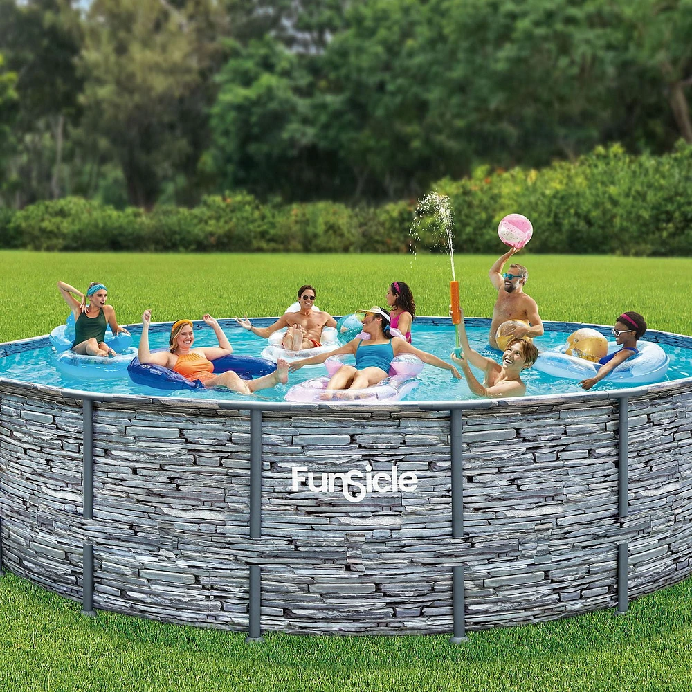 Funsicle 18ft Oasis Designer Round Above Ground Metal Frame Swimming Pool