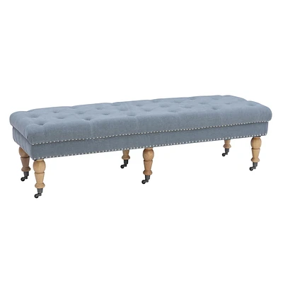 Aubrey Washed Blue Linen 62-Inch Bench