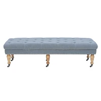 Aubrey Washed Blue Linen 62-Inch Bench